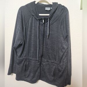 Athleta No Sweat Hoodie Zip Jacket, Flint Grey Heather‎ Size XL #721868